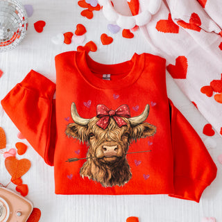 Highland Cow Vday Graphic Crewneck`