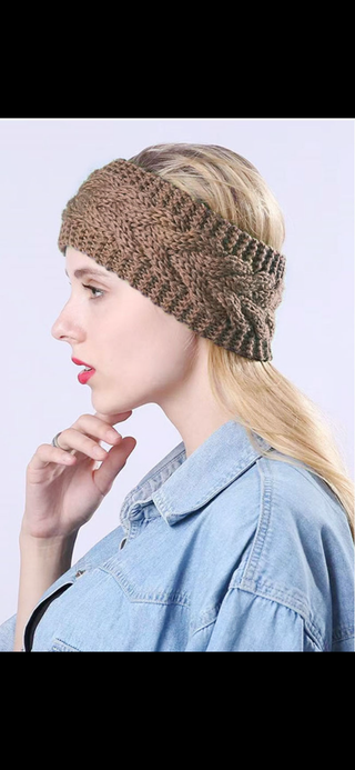 CHLOE CROCHET CABLE KNITTED HEADBAND WARMER