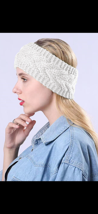 CHLOE CROCHET CABLE KNITTED HEADBAND WARMER