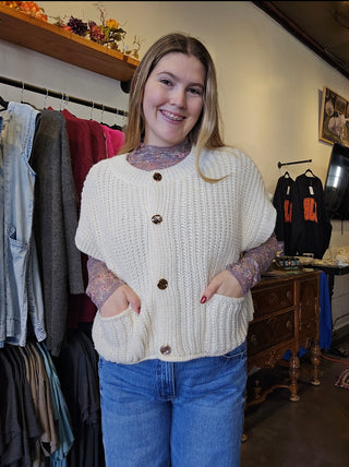 Button Down Knit Sweater Top