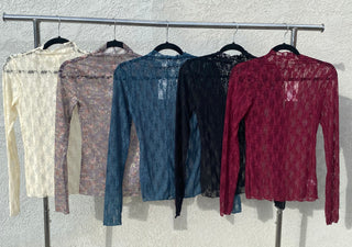 The Dakota High Neck Sheer Mesh Lace Top