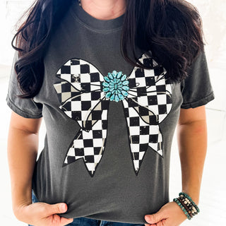 Checkered Bow Graphic Tee