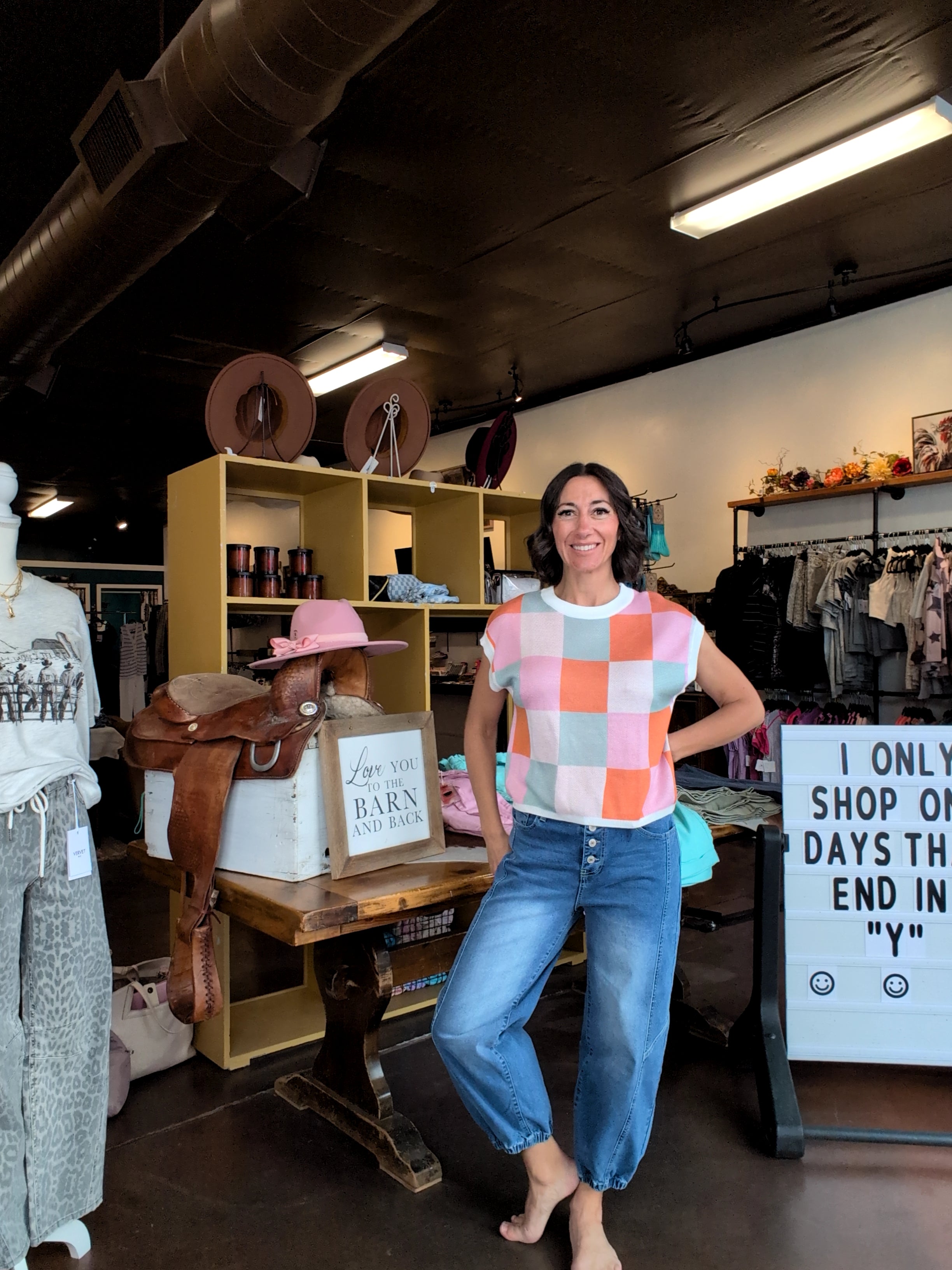 Color Block Short Sleeve Boxy Sweater