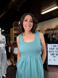 Teal Maxi Tank Dress with Pockets