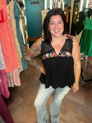 The Maren Flowers + Lace Top