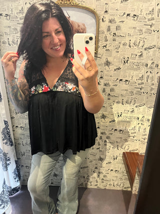 The Maren Flowers + Lace Top