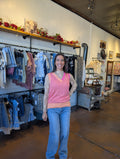 Pink Ribbed Knit Sweater Vest