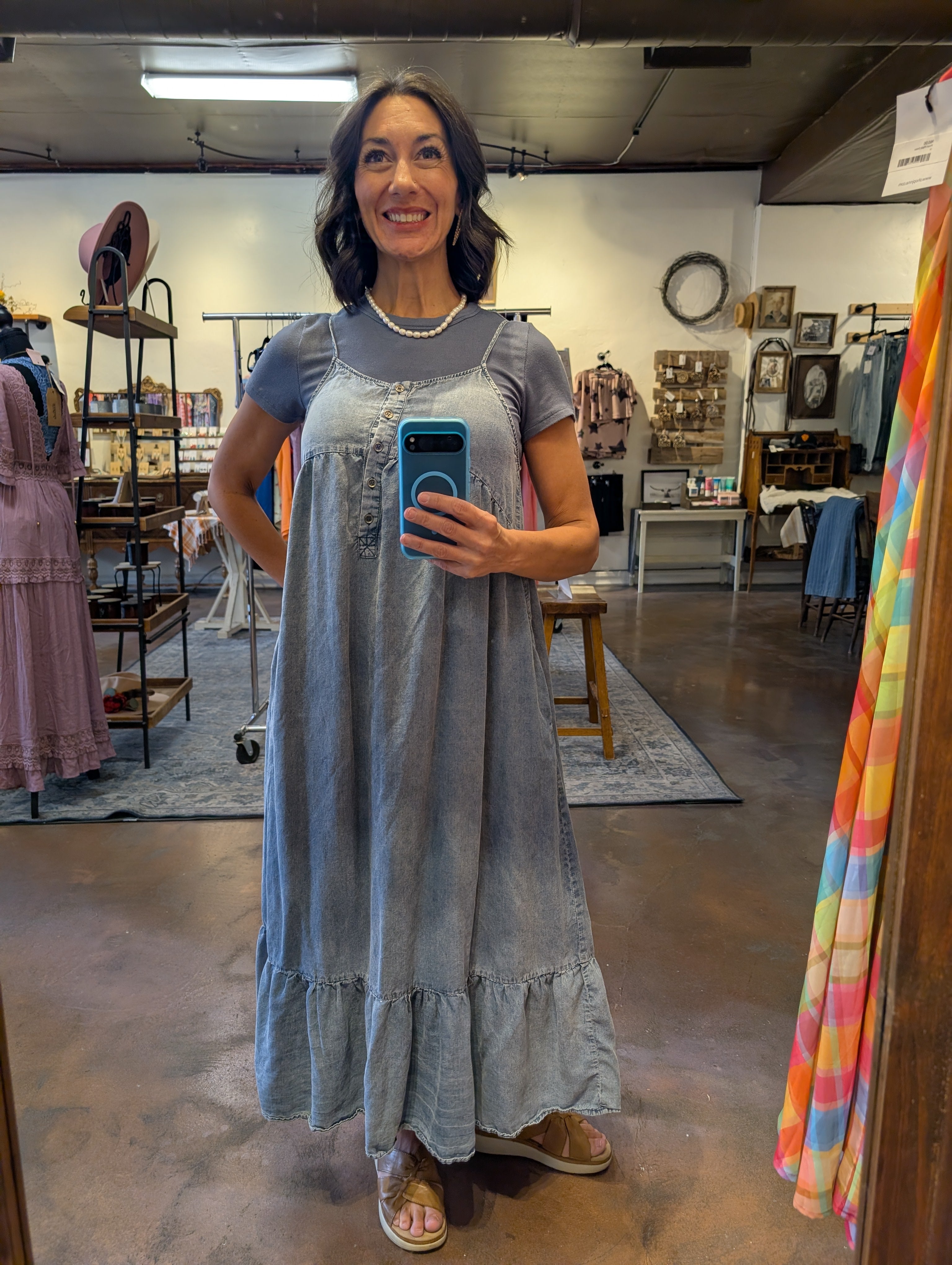 Denim Chambray Maxi Dress