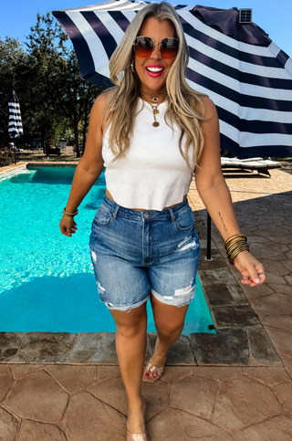 Georgia Distressed Jean Shorts