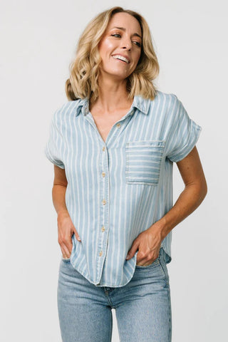 Coastal Casual Striped Button-Up